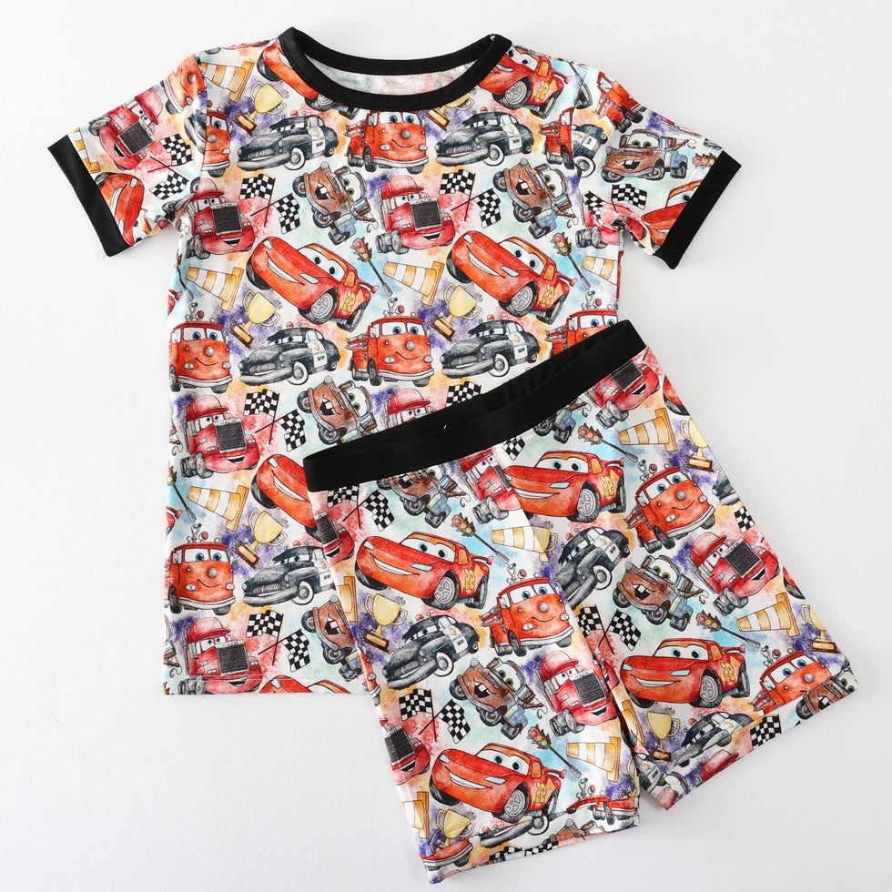 Bamboo (Bentley) Short Sleeve Shorts Lounge Set- CARS GO VROOM