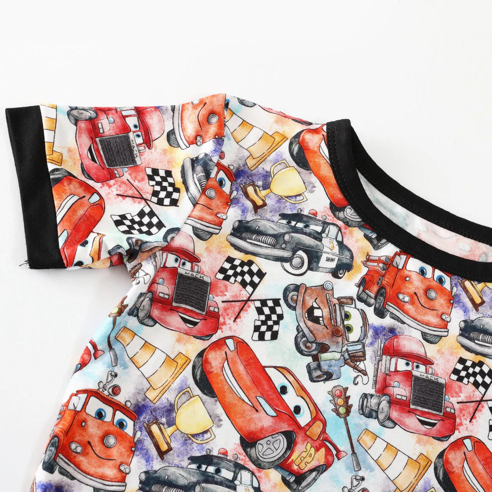 Bamboo (Bentley) Short Sleeve Shorts Lounge Set- CARS GO VROOM