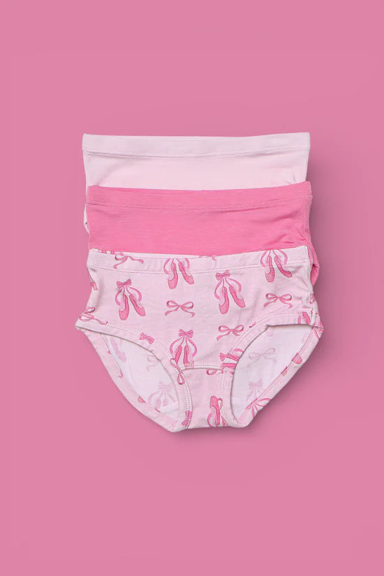 Girl's Dream Bamboo Underwear 3 Pack- BALLET BOW BLISS