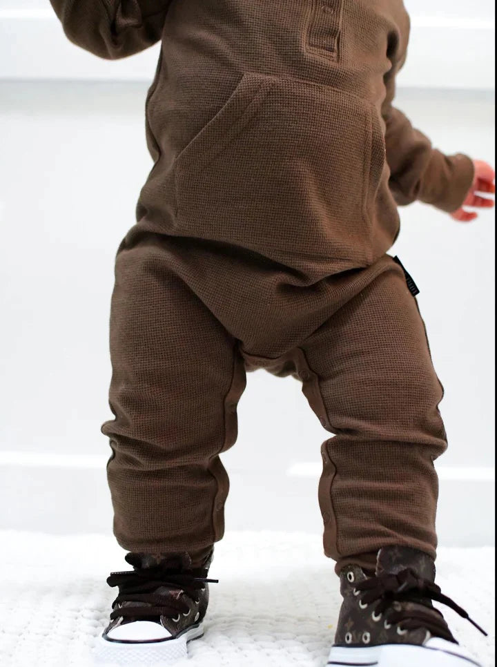 Little Bipsy Waffle Romper- COCOA