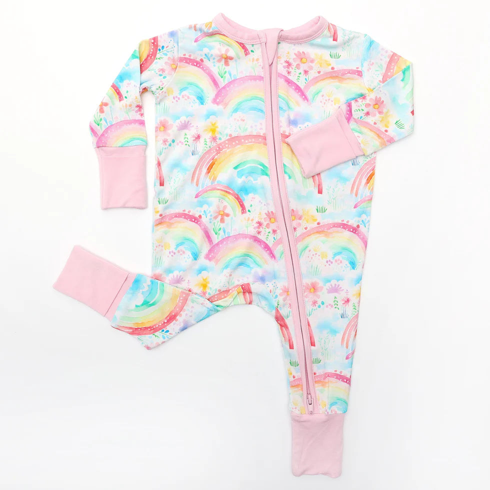 Bamboo (Connor) Zippy Romper- HAPPY SUMMER RAINBOWS