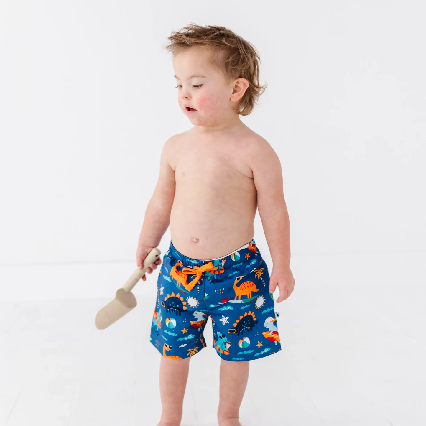 Blue Dino Boys Swim Trunks: 3T