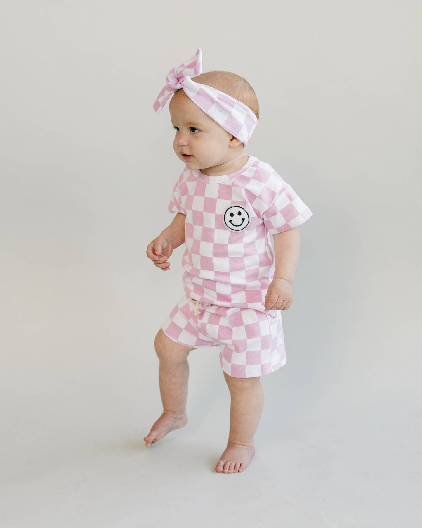 Checkered Shorts Set | Pink: 3T