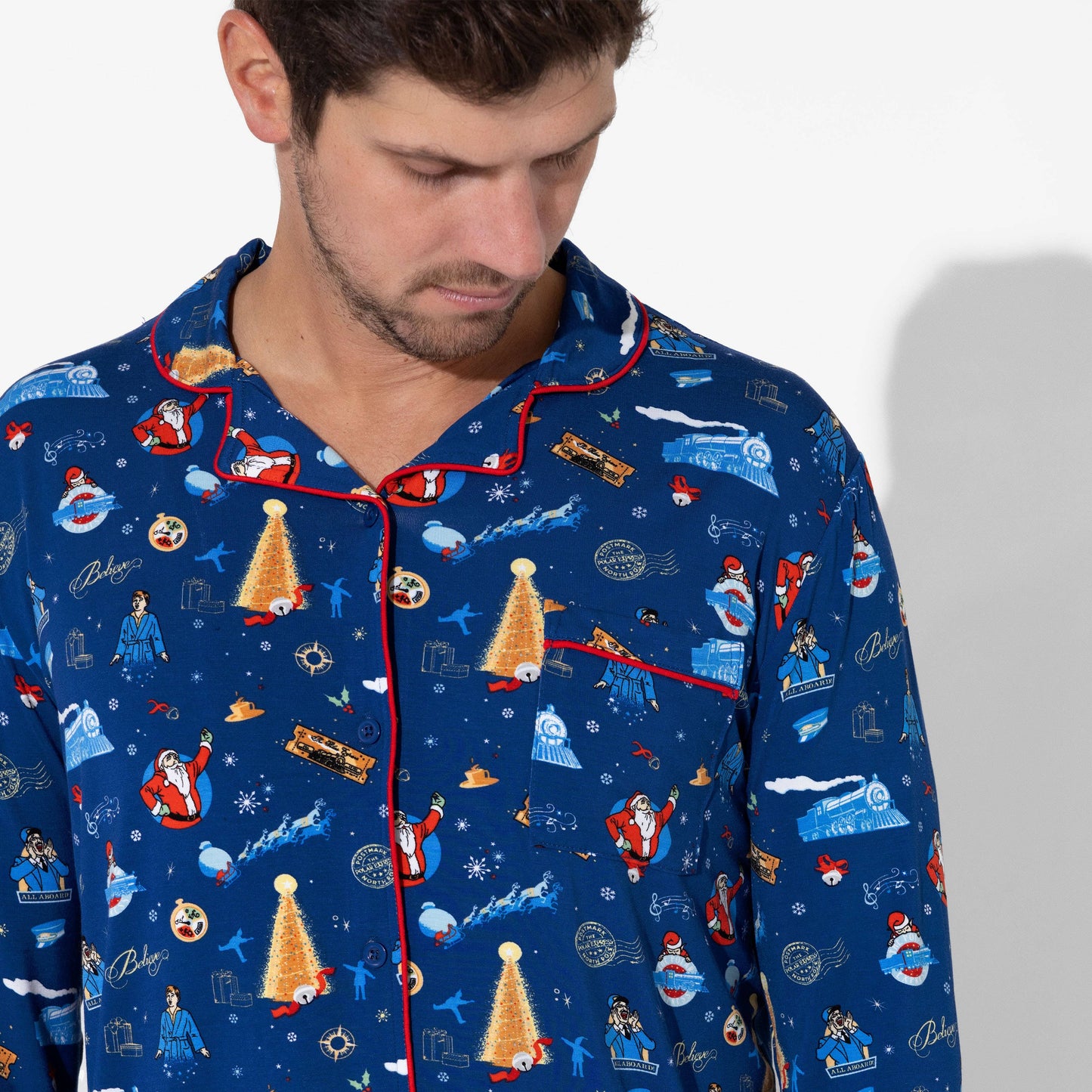 The Polar Express Bamboo Men's Pajama Set: L