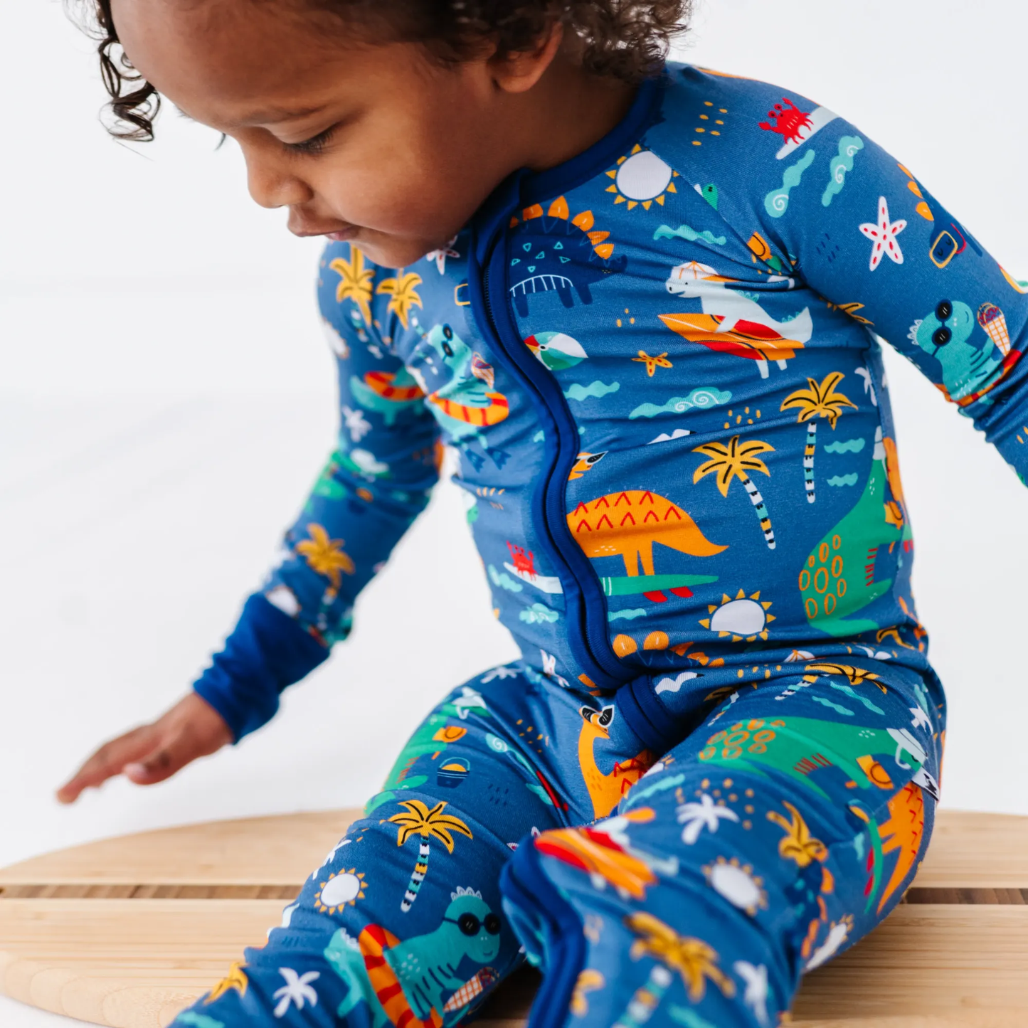 Blue Dino Convertible Footie: 12-18 Months