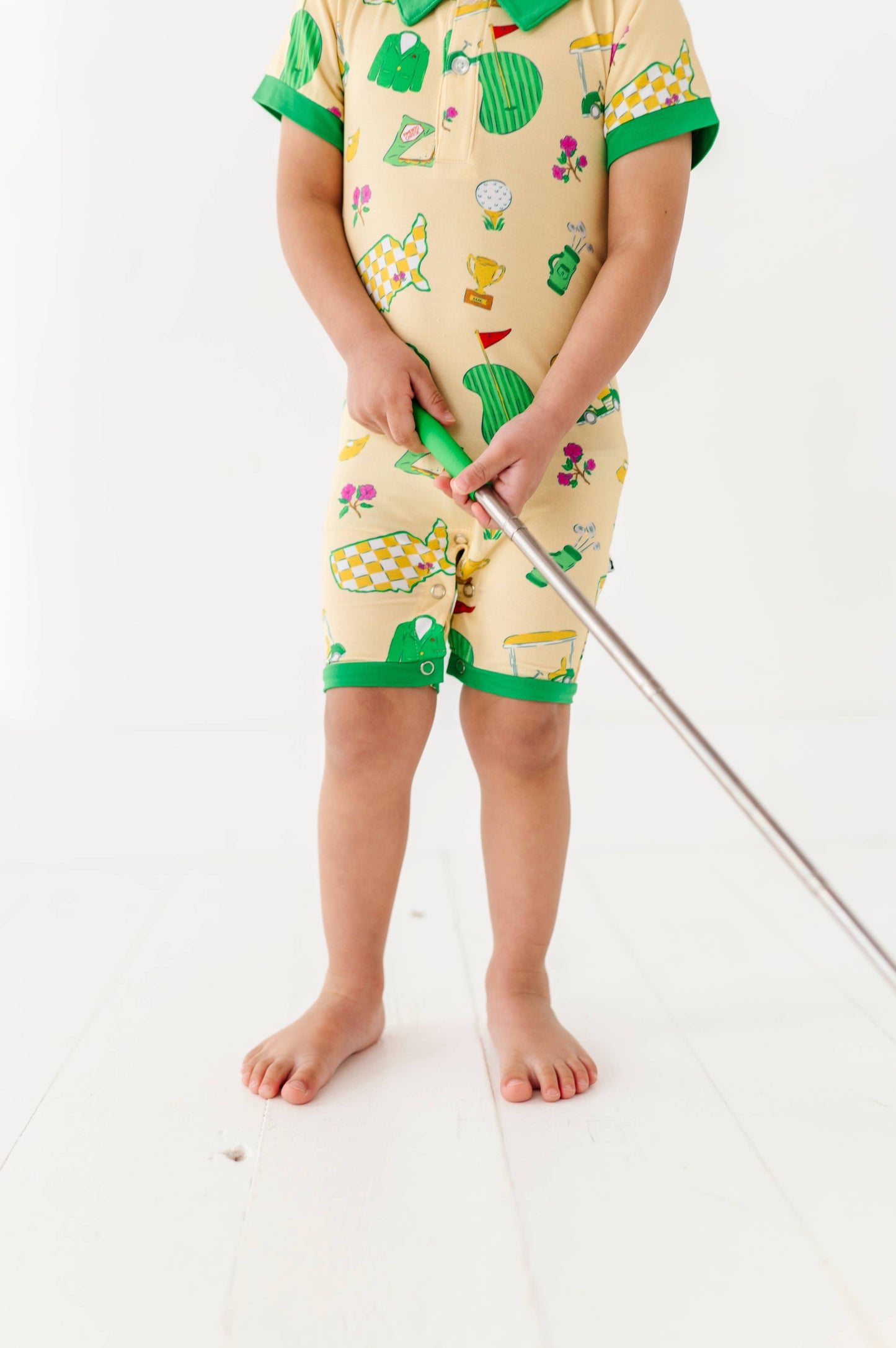 Green Jacket Dreams Collared Shorties: 3-6 Months