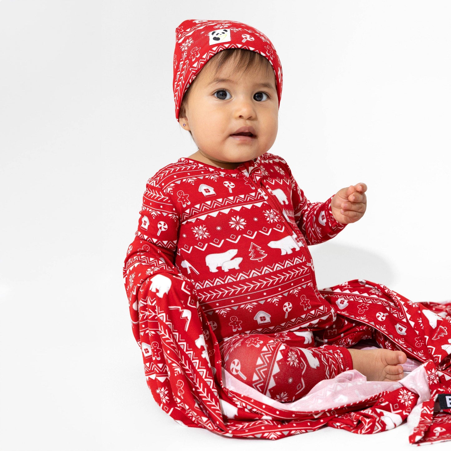 Christmas Pajamas: Polar Isle Red Bamboo Baby Sleepwear: 6-9 Months