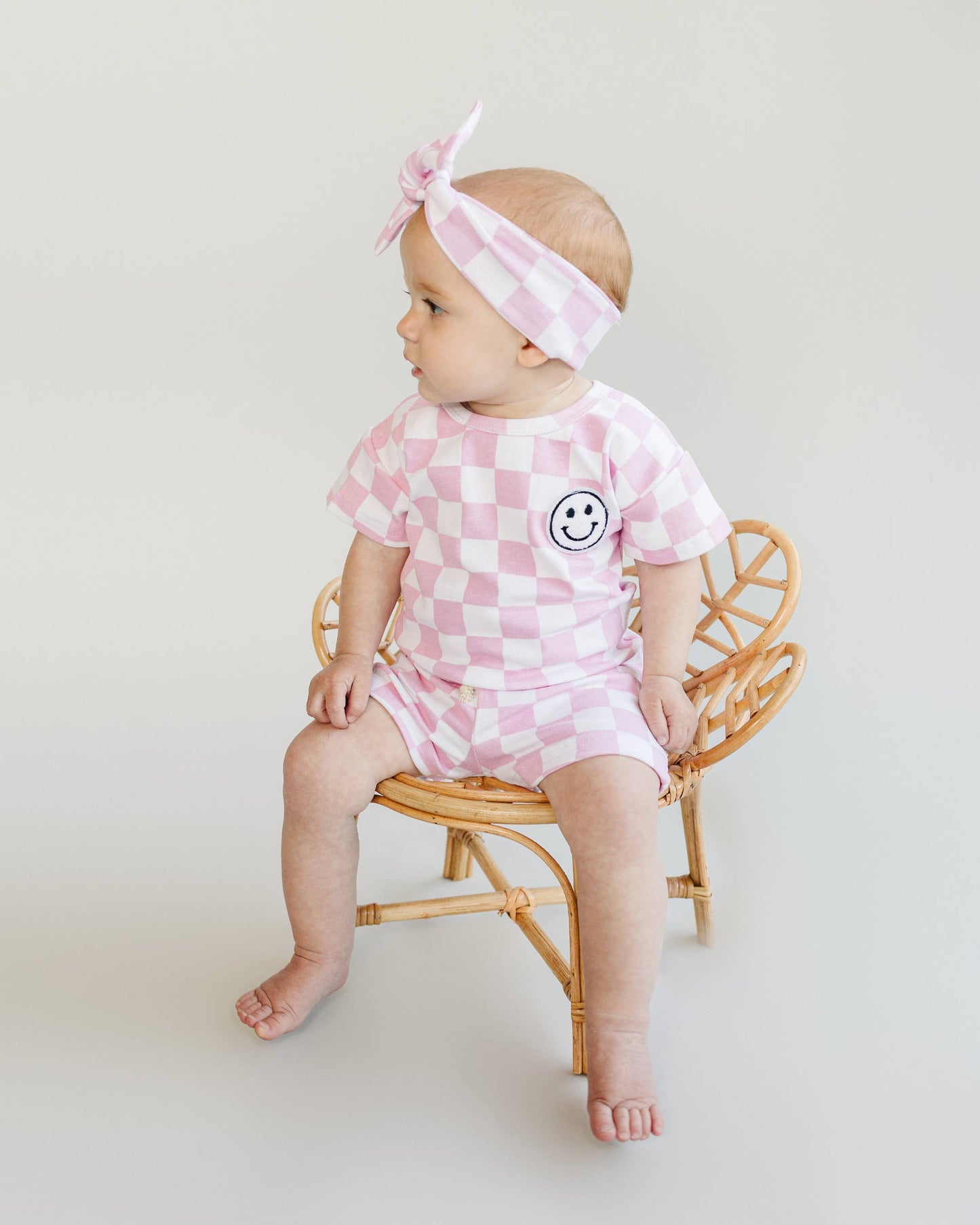 Checkered Shorts Set | Pink: 3T