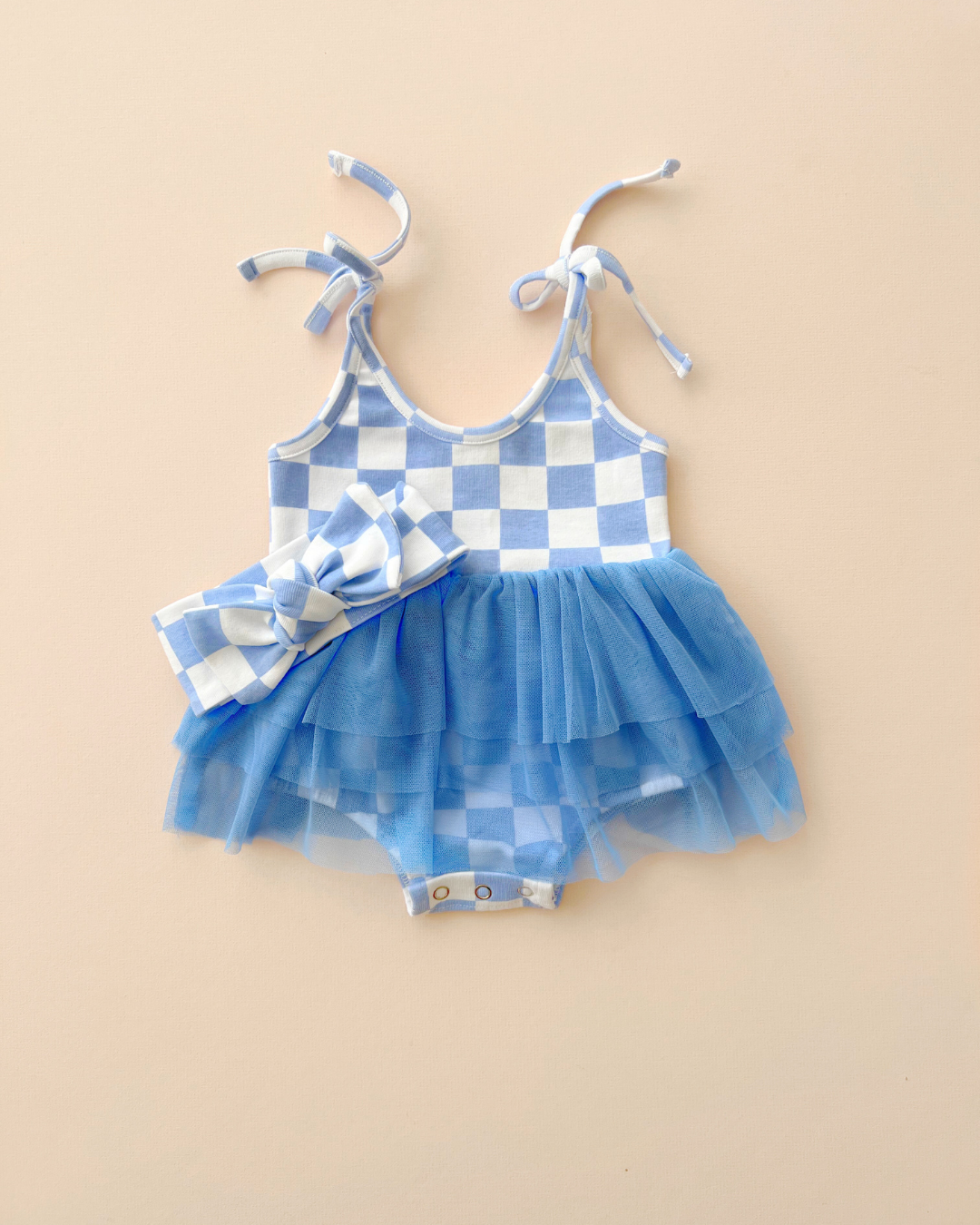 Checkered Headband | Blue: One Size