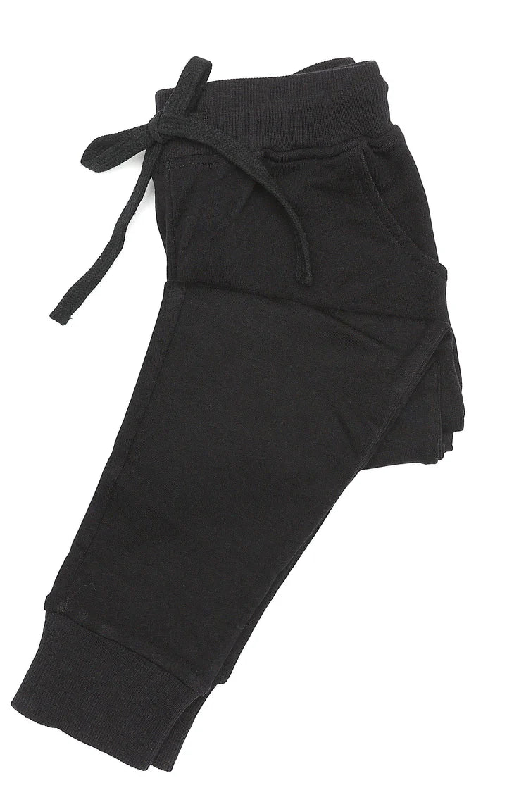 Kids Solid Black Joggers- ROUTE 66