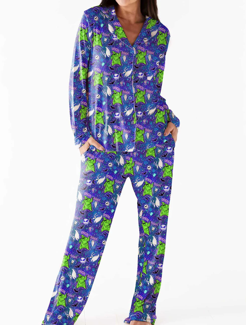 Women's Bamboo Long Sleeve Lounge Set- VERY SCARY BOOGIE MONSTER