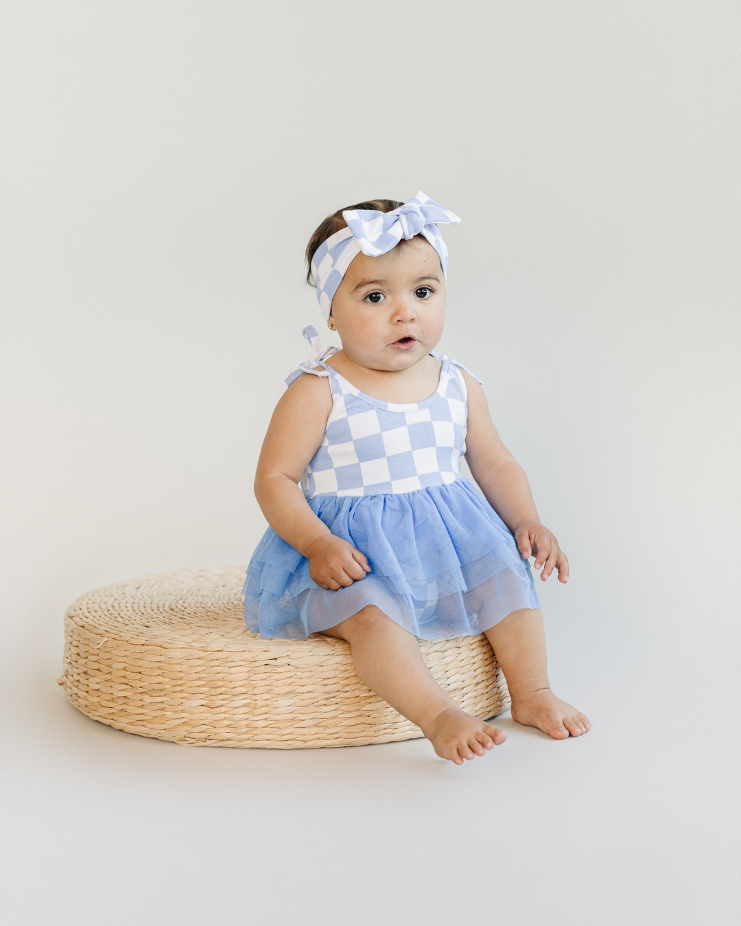 Checkered Headband | Blue: One Size