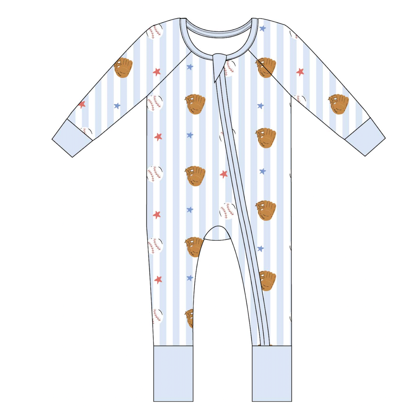 Stripe Baseball Convertible Footie: 12-18 Months