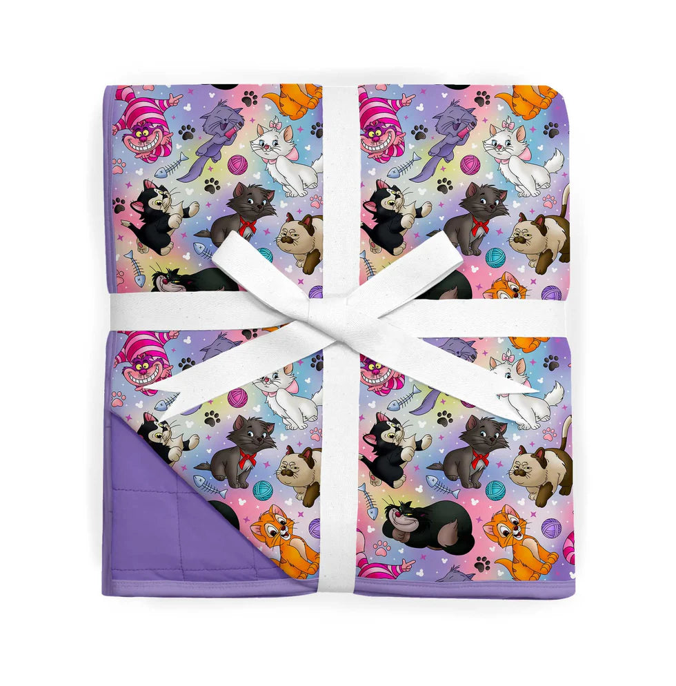 3 Layer Bamboo Blanket- DOUBLE QUILTED 60X80 - DAZZLING DUOS PURRFECT CATS