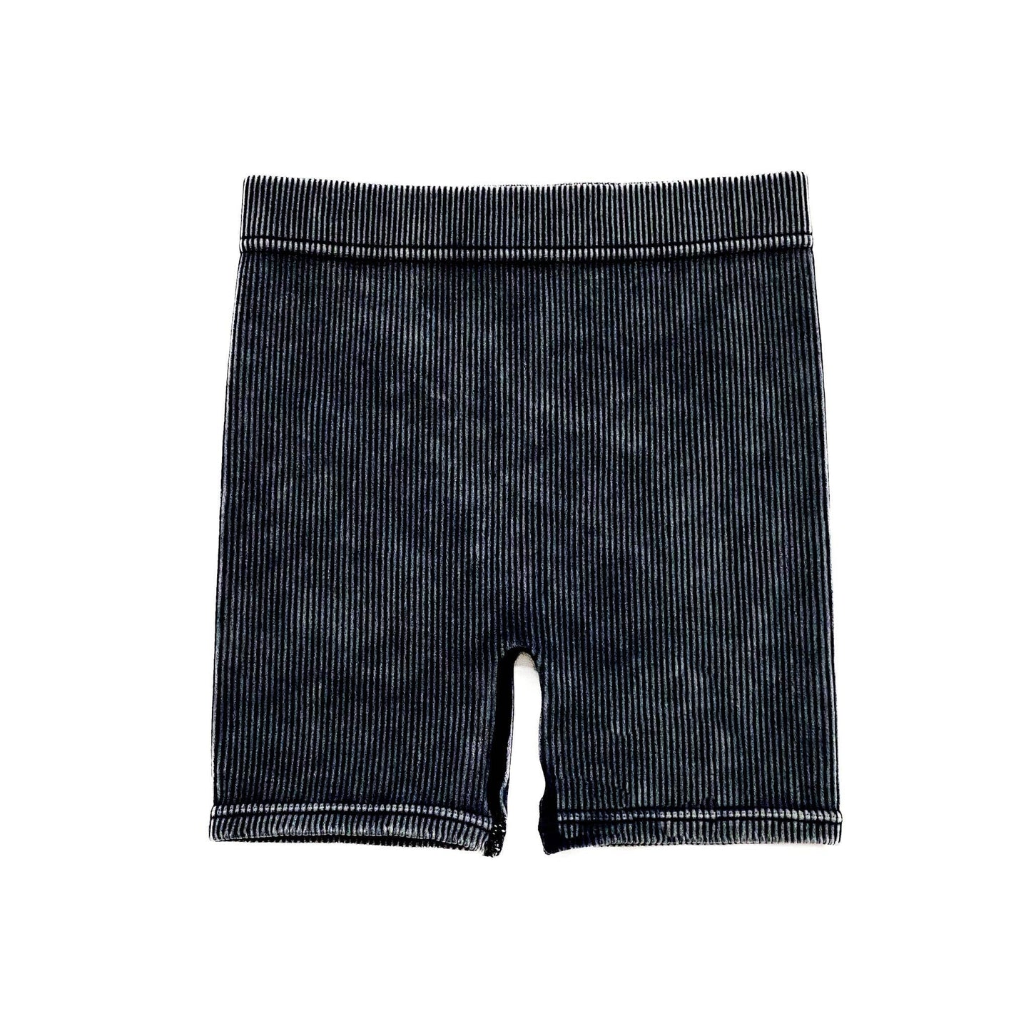 ACID WASH BIKER SHORTS - ONYX: 3T