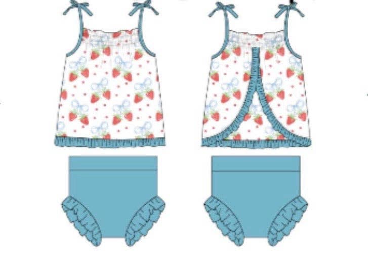 Strawberries and Bows Ruffled Peplum Swing Set