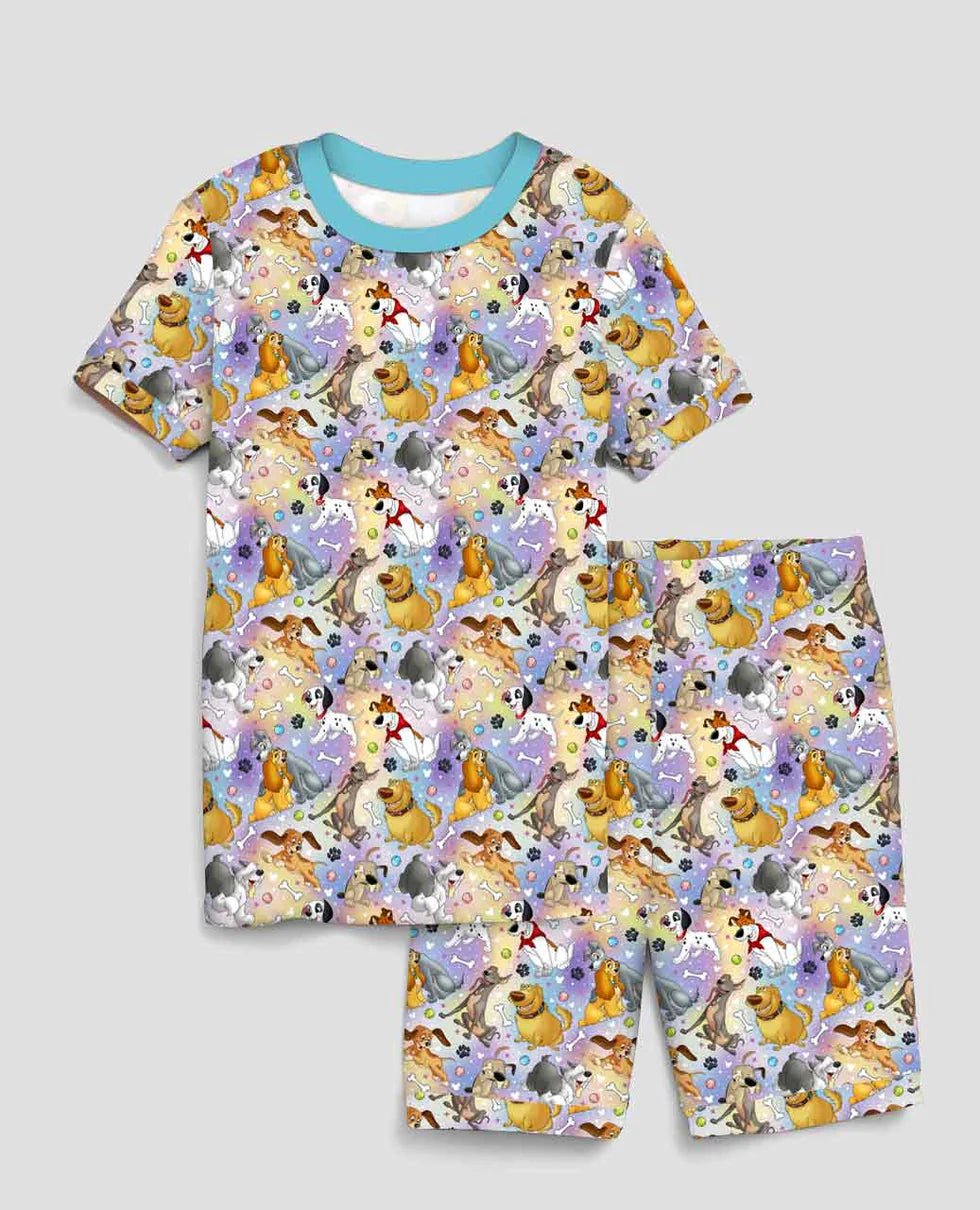 Bamboo Short Sleeve Shorts Lounge Set (Bentley)- DAZZLING DUOS DOG TALES
