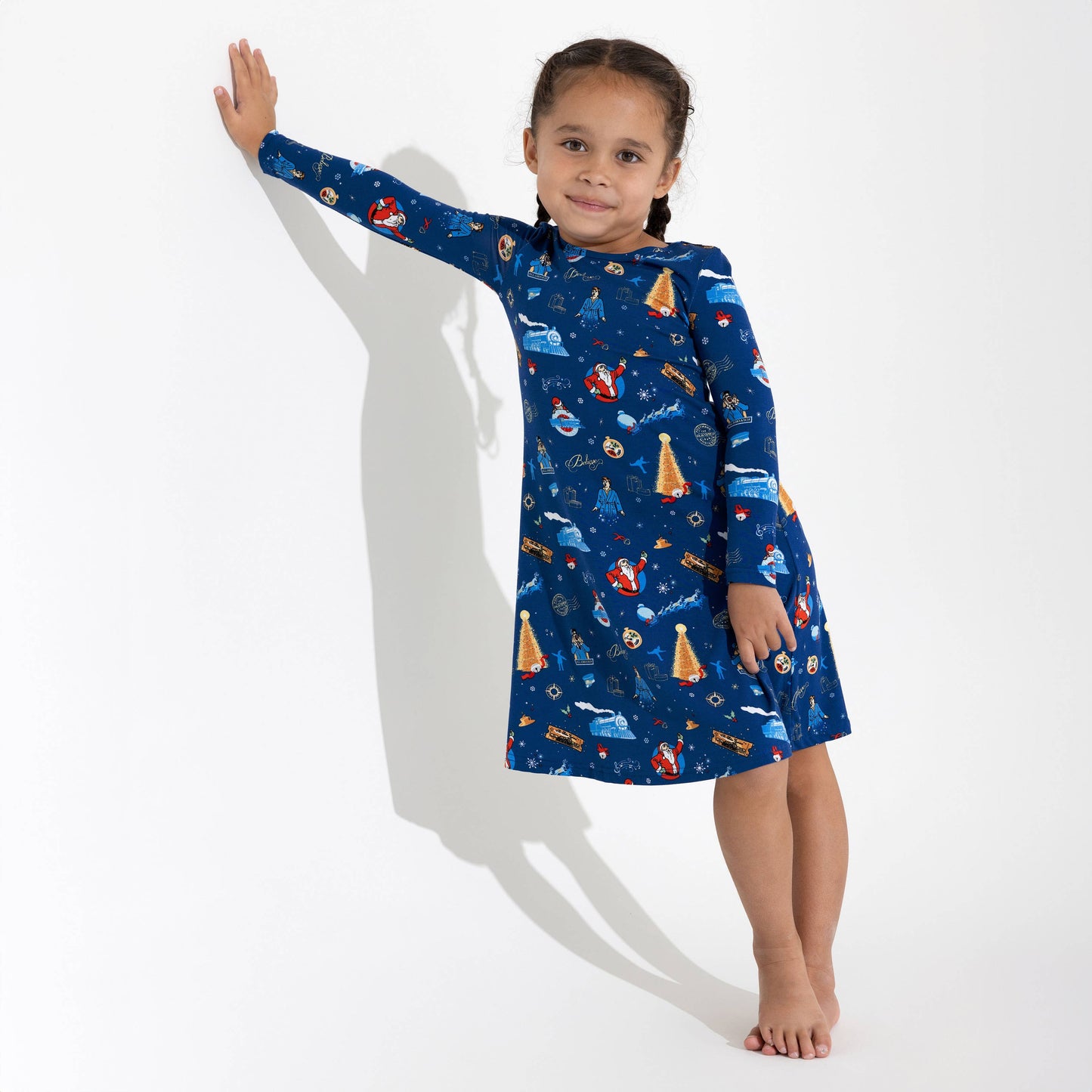 The Polar Express Bamboo Girls' Long Sleeve Dress: 9/10Y