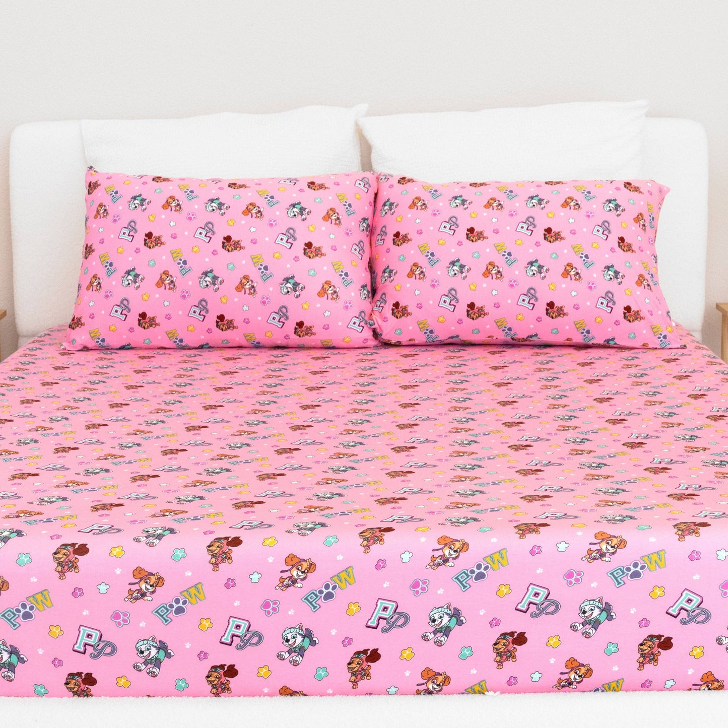 PAW Patrol: Varsity Pink Bamboo Bed Sheet Set: Full