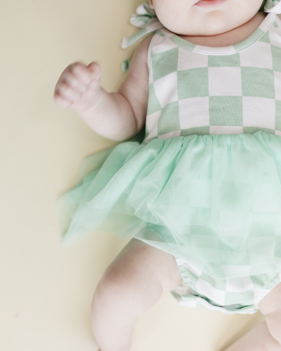 Tutu Romper | Checkered Mint: 12-18M