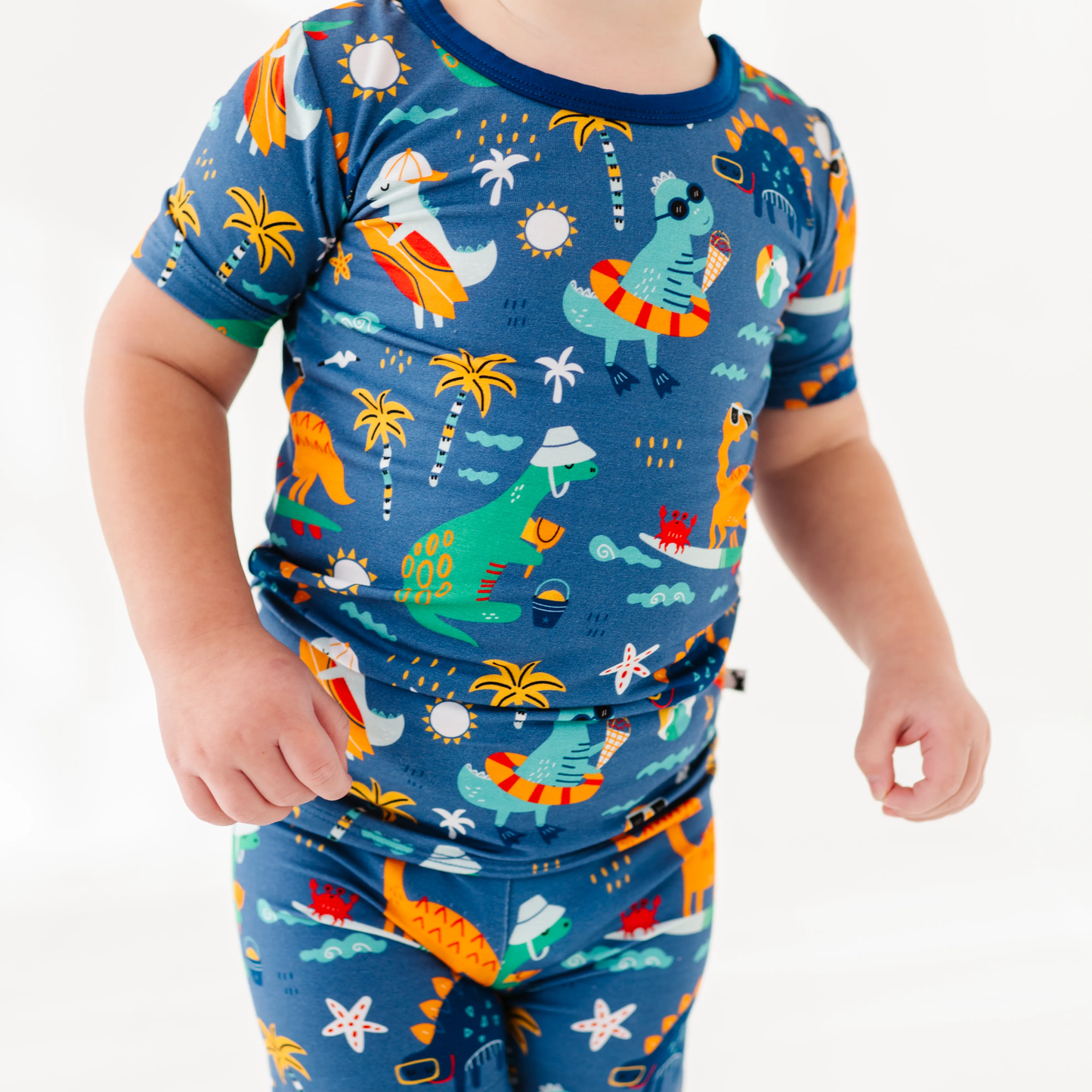 Blue Dino Toddler/Big Kid Shorts Pajamas: 5/6T