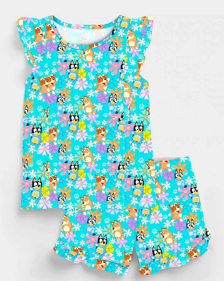 Bamboo Flutter Sleeve & Shorts Lounge Set (OLIVIA)-MOST WANTED HAPPY HOUNDS