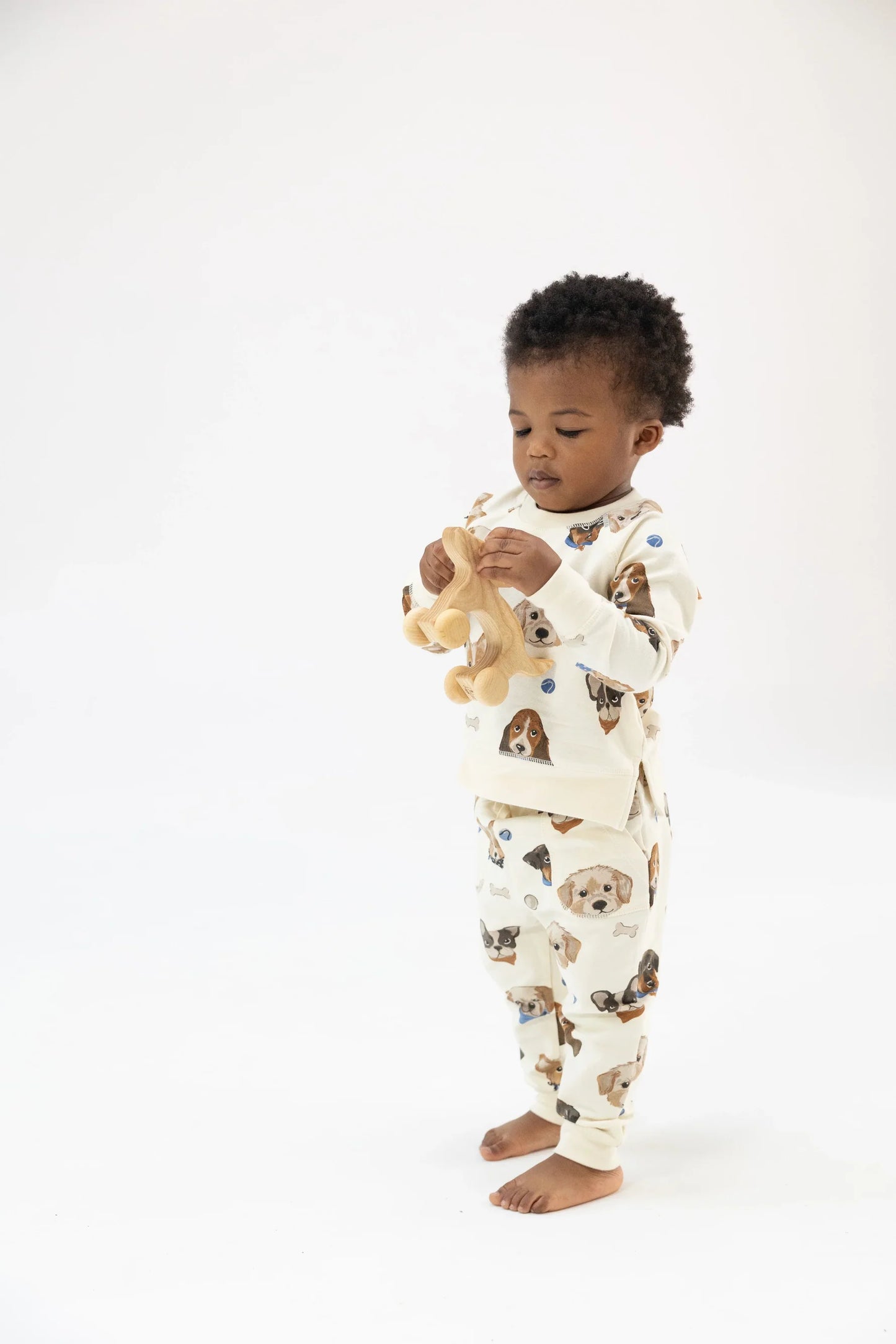 French Terry Raglan Sweatshirt and Jogger Set- VINTAGE PUPPY FACES