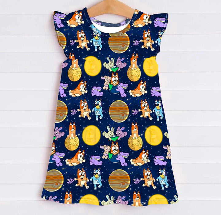 Girls Bamboo Slumber Dress OR Gown- NAUGHTY OR NICE SLEEPY TIME BLUE