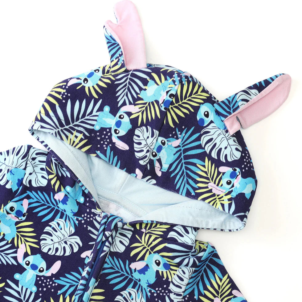 Bamboo Hooded Zippy Romper- FLUFFY FRIENDS OHANA