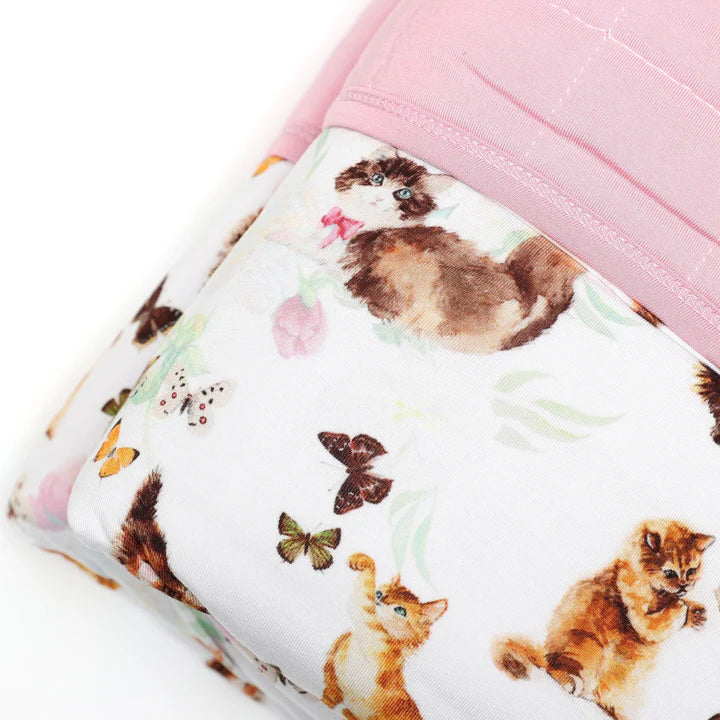 3 Layer Bamboo Blanket- LARGE QUILTED 60X80 -SIMPLE THINGS PLAYFUL KITTENS