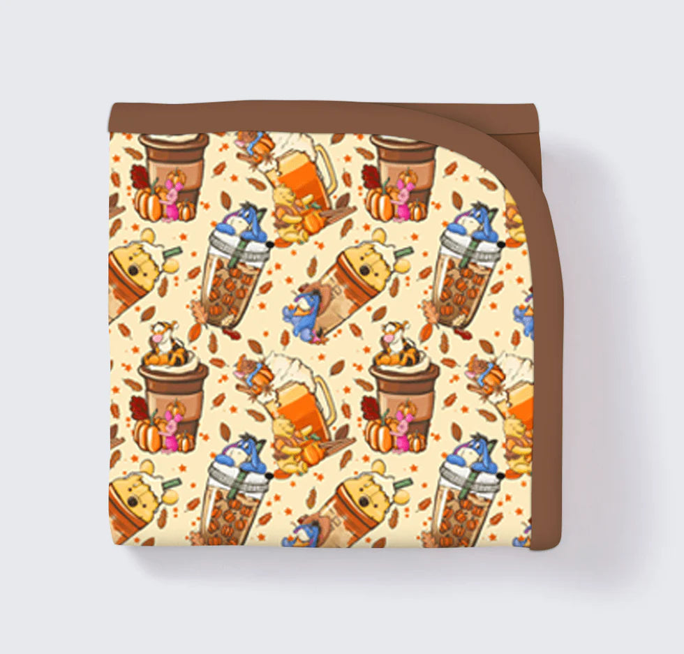 2 Layer Quilted Bamboo Blankets 50x50- Boo & Brew Pooh Brew