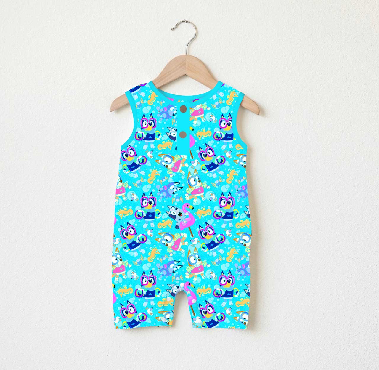 Bamboo Shortie Tank Romper (HANK)- BEAUTIFULLY BOLD DOGGIE PADDLE