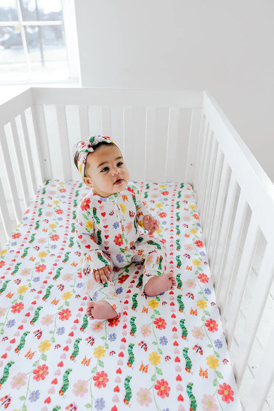Dream Crib Sheet- ERIC CARLE LOVEBUG BLOOMS
