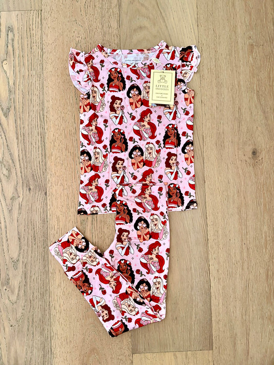 Bamboo Flutter Sleeve Lounge Set (PENELOPE)- TRUE LOVE ROYAL VALENTINE