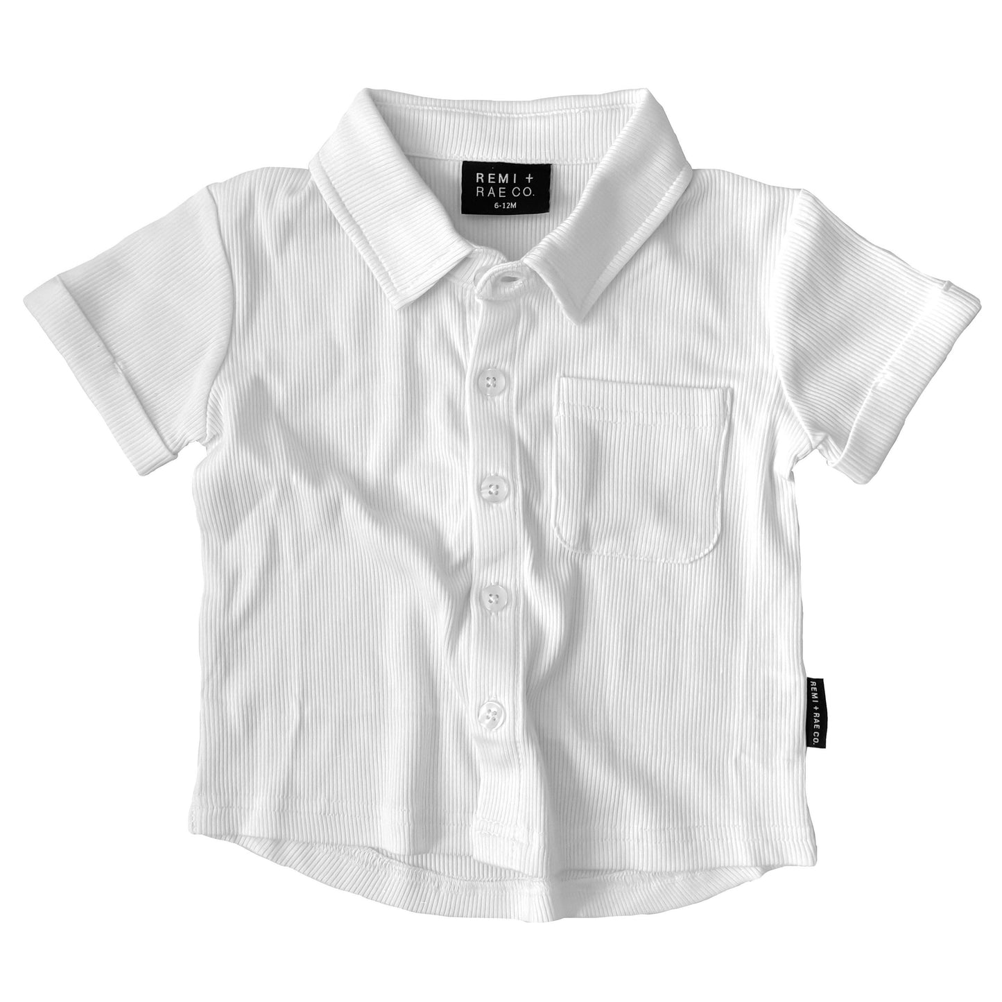 BAMBOO RIBBED BUTTON UP - WHITE: 6