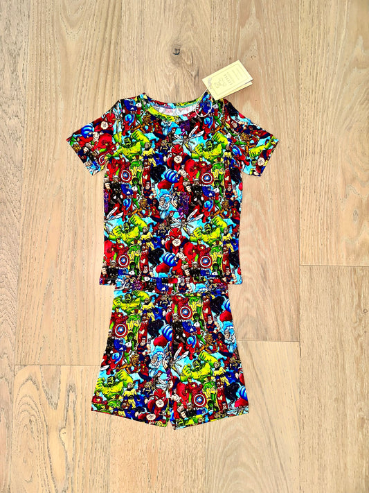Bamboo (Bentley) Short Sleeve Shorts Lounge Set- HEROES & VILLAINS