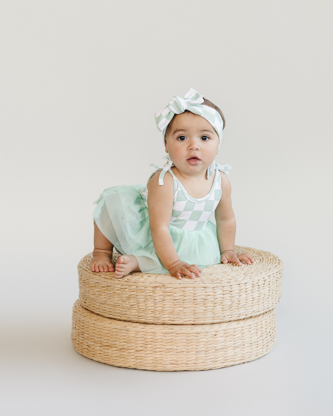 Tutu Romper | Checkered Mint: 12-18M