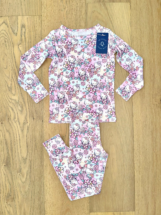 Bamboo (Willow) Long Sleeve Lounge Set- HELLO FLORAL KITTY