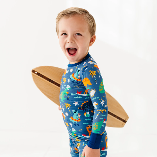 Blue Dino Kid Pajamas: 5/6T