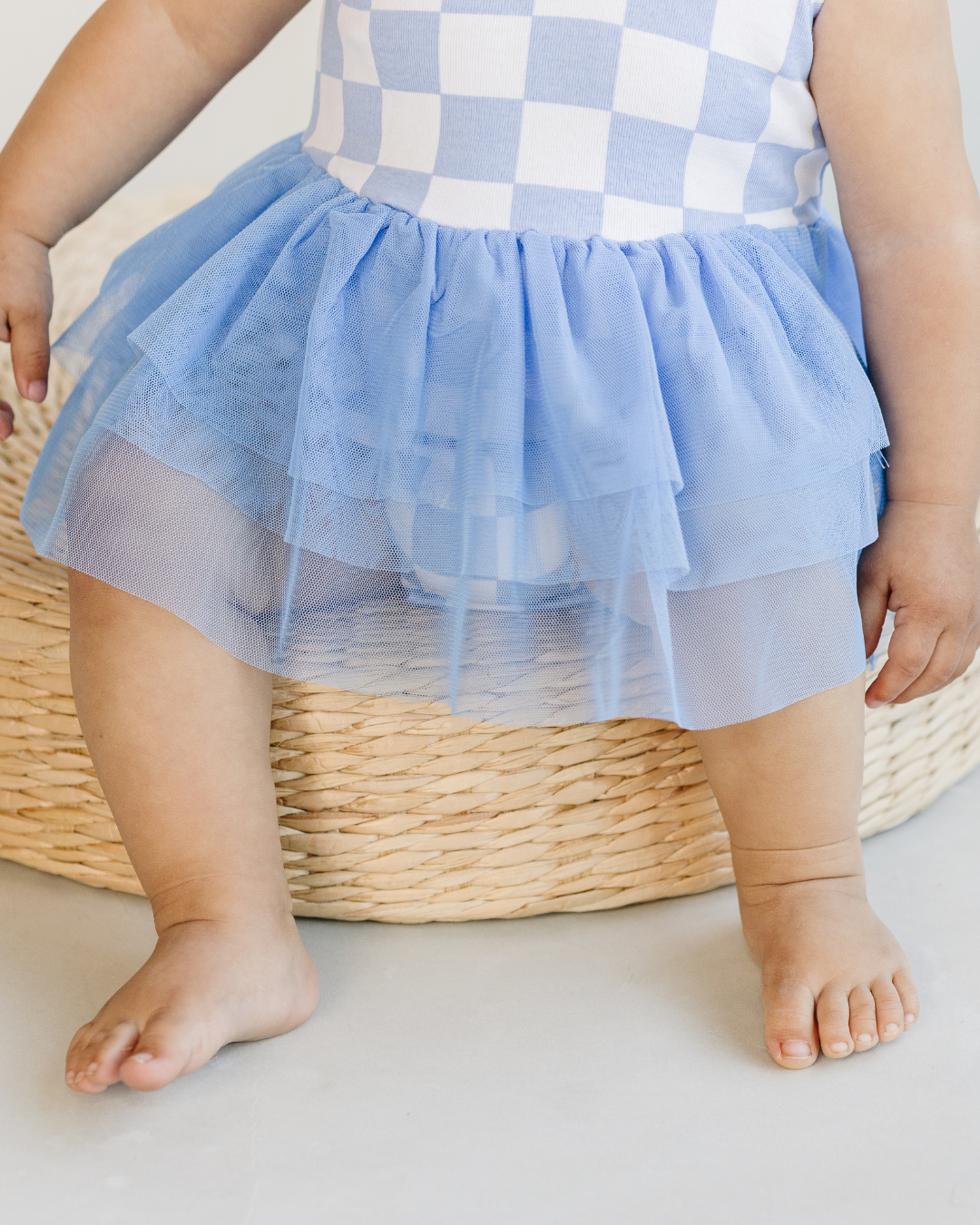 Tutu Romper | Checkered Blue: 2T