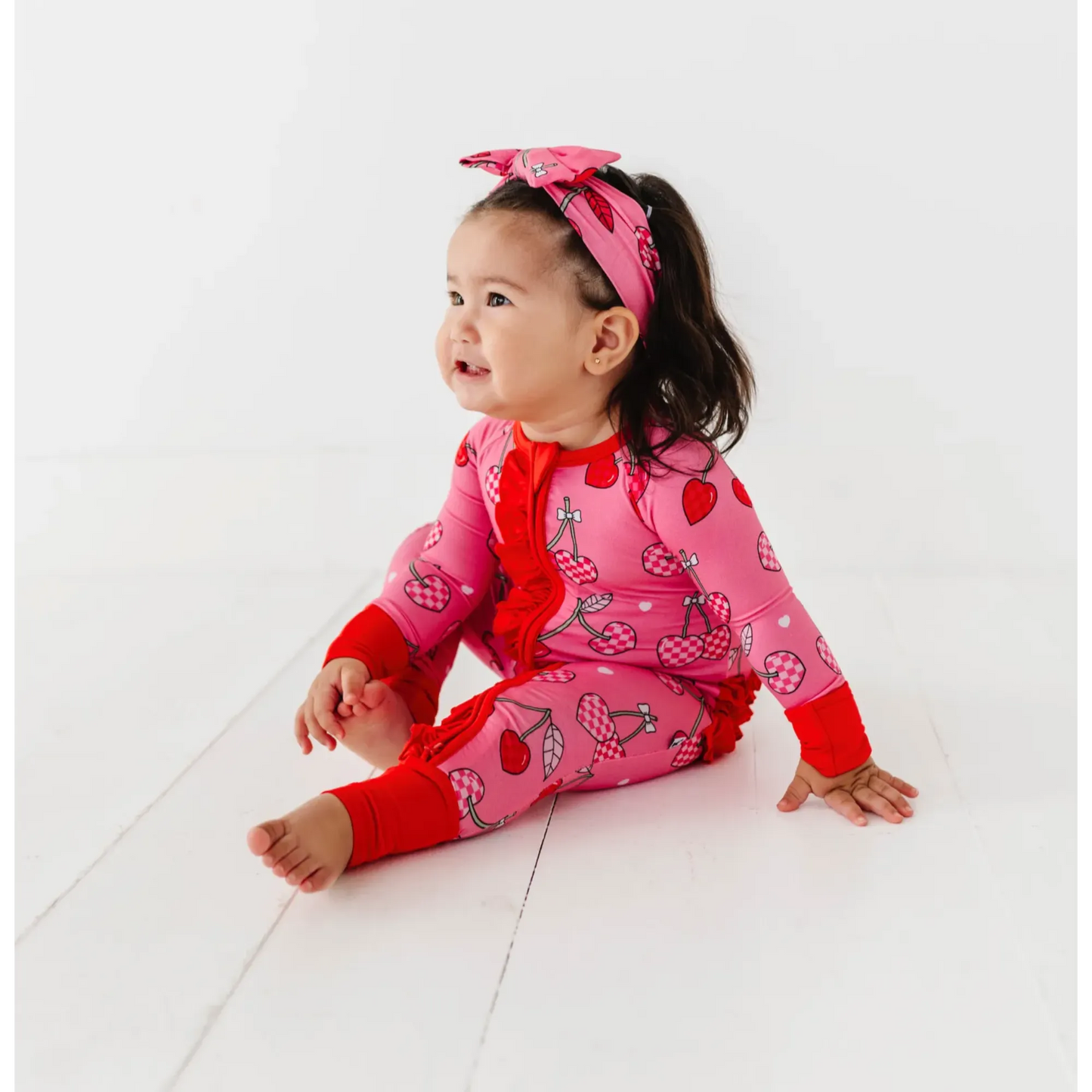 Cherry Convertible Footies with Ruffle