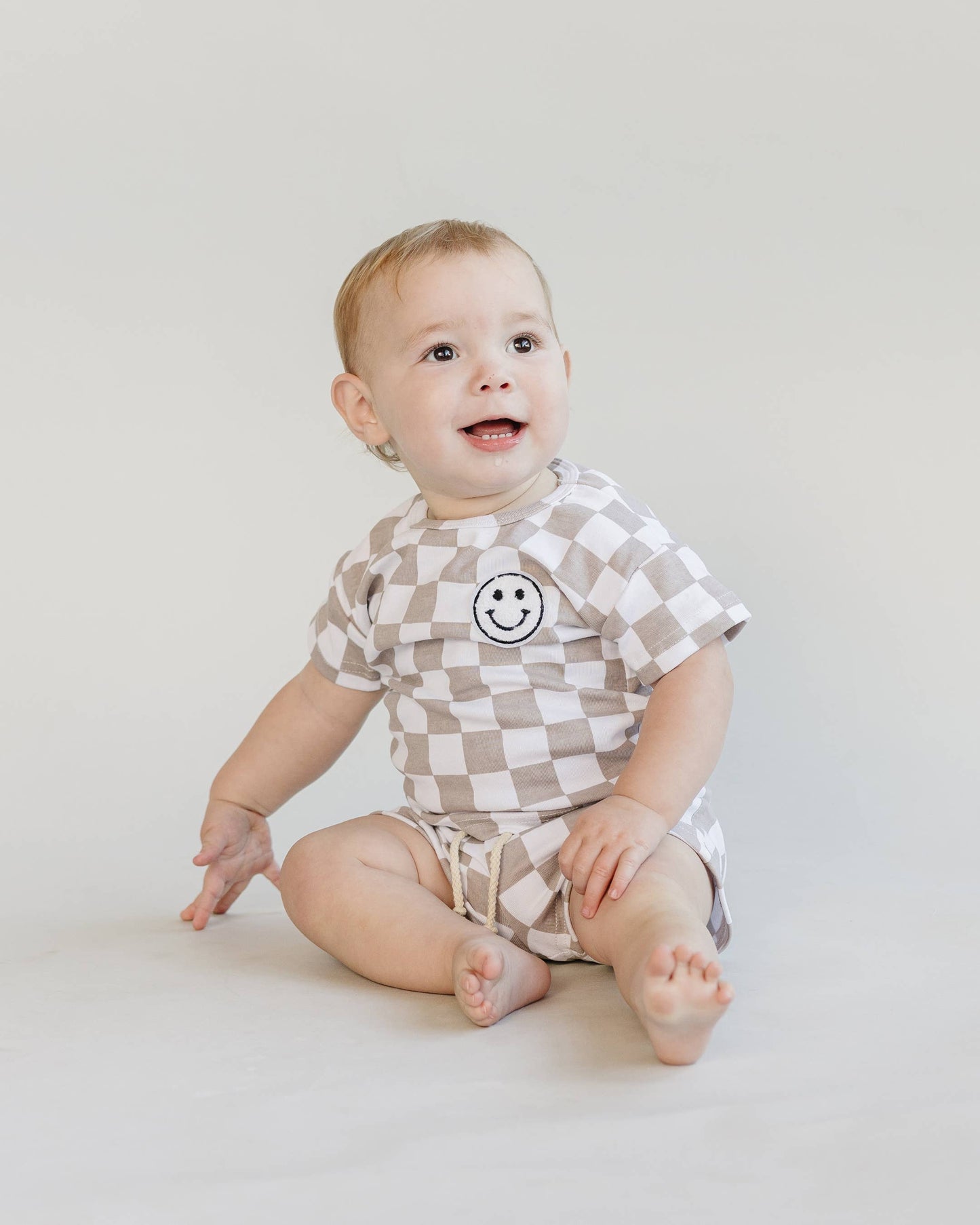 Checkered Shorts Set | Latte: 2T
