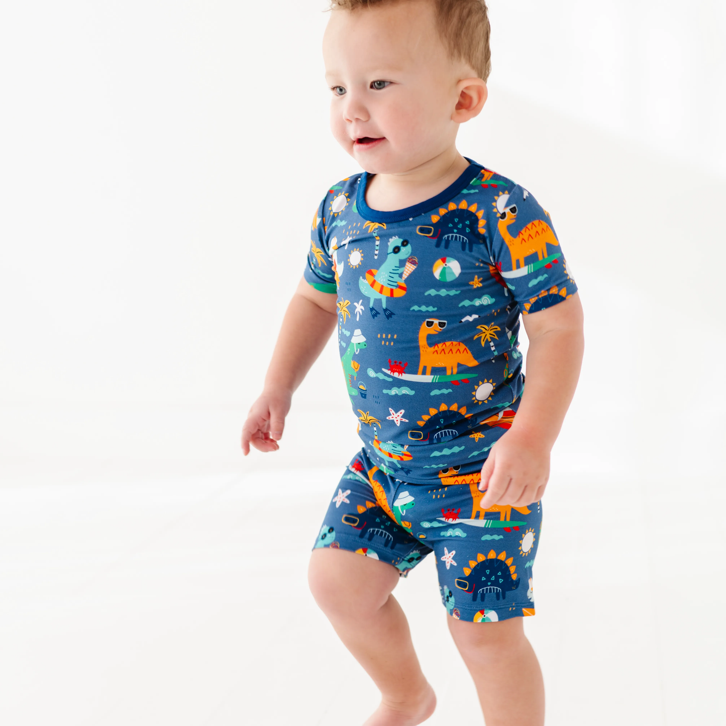 Blue Dino Toddler/Big Kid Shorts Pajamas: 5/6T