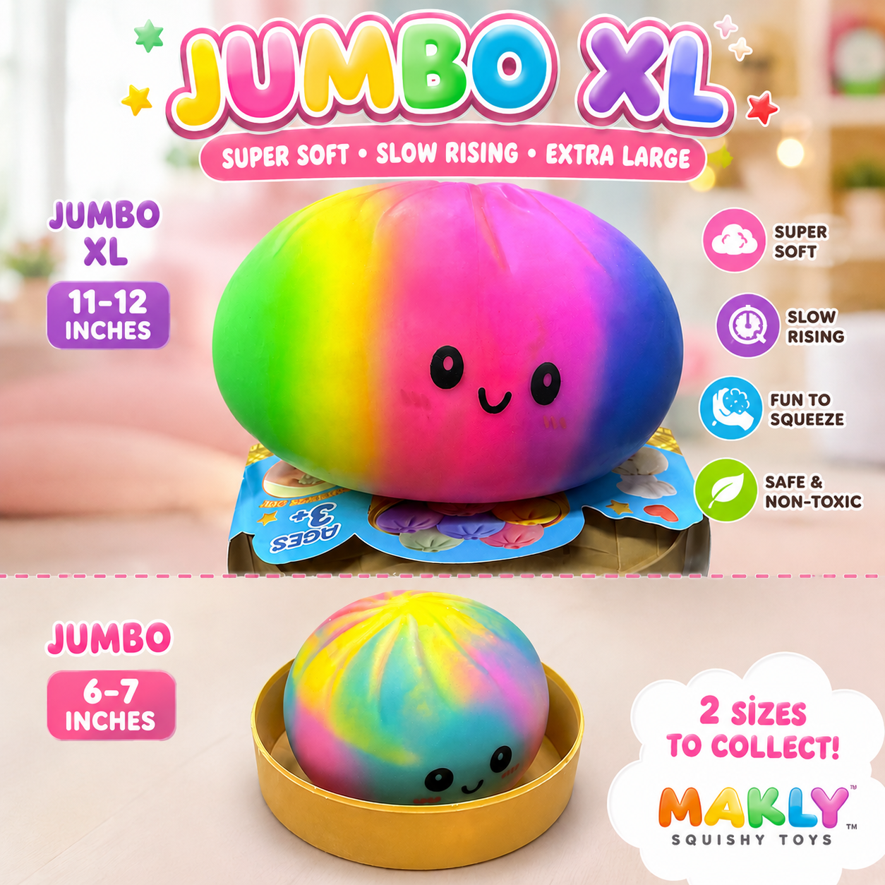 Squishy Dumpling MEGA Jumbo XL 11" RAINBOW