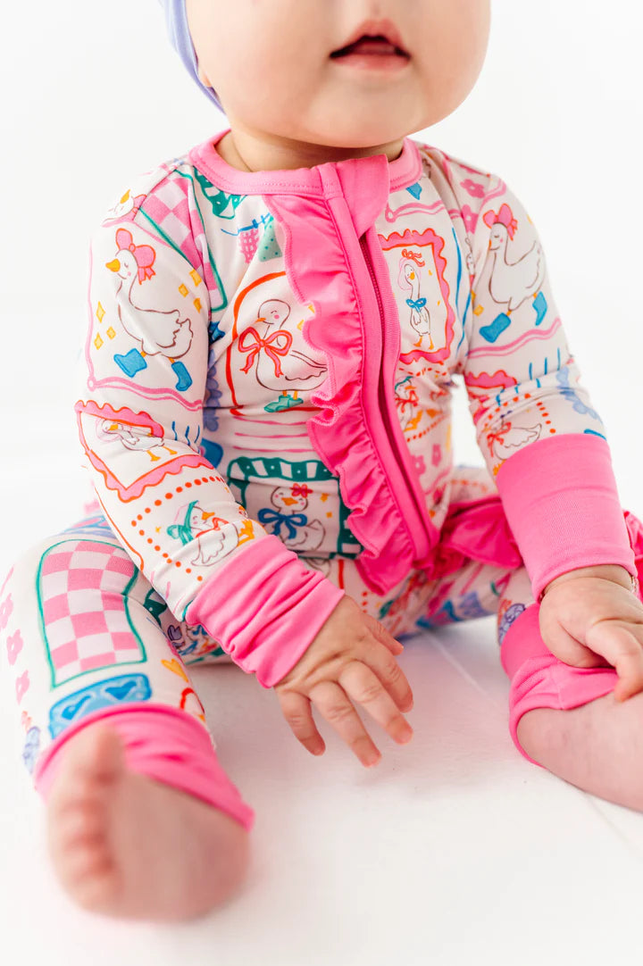 Bamboo Ruffle Convertible Romper- GILLY GOOSE