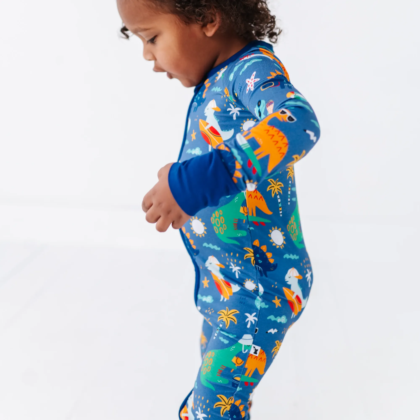 Blue Dino Convertible Footie: 12-18 Months