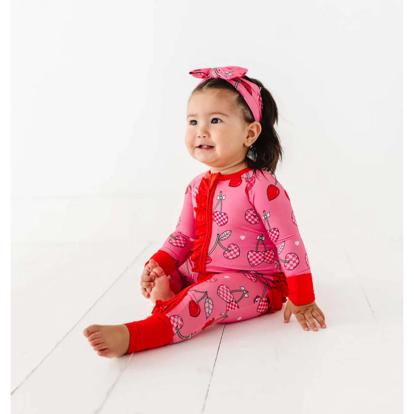 Cherry Convertible Footies with Ruffle