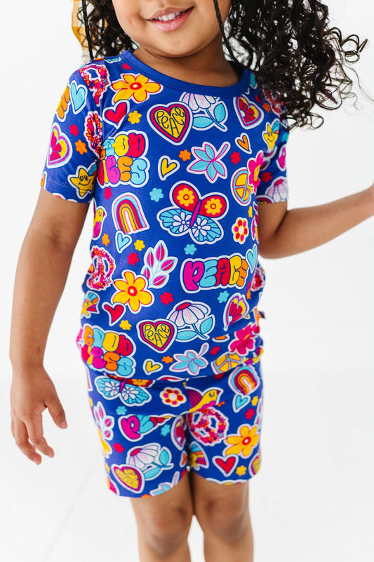 Retro Girl Kids Shorts Pajamas: 4T