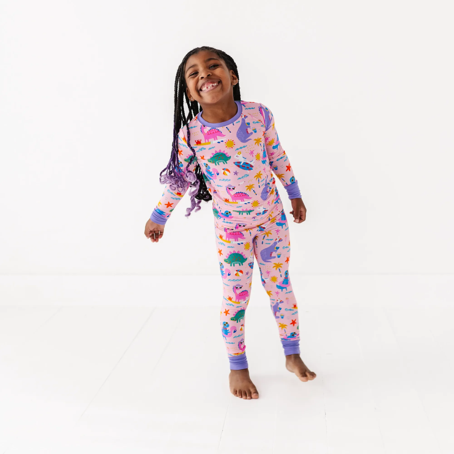 Pink Dino Kid Pajamas: 2T