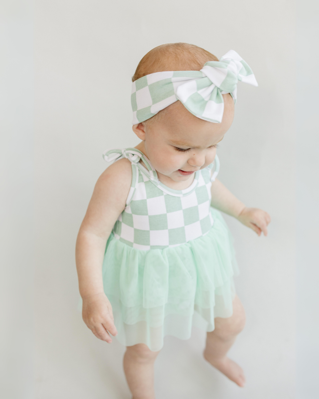Tutu Romper | Checkered Mint: 12-18M